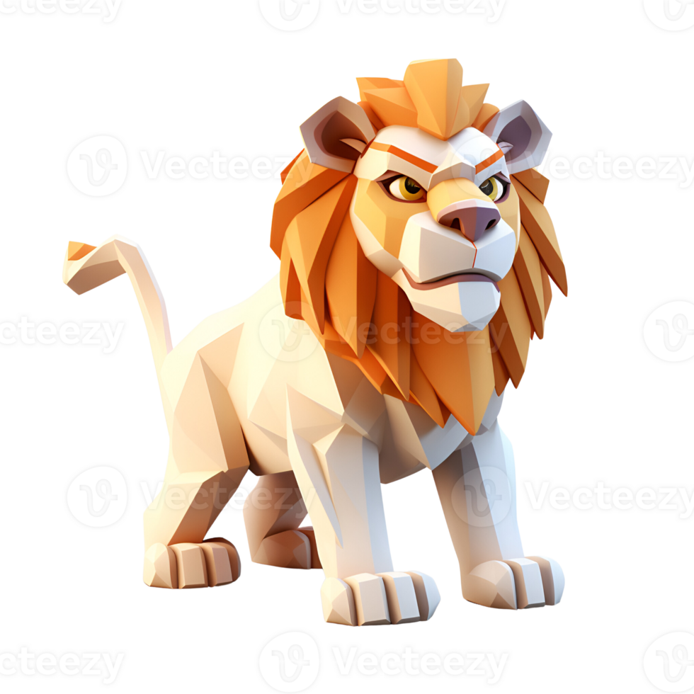AI generated Artistic 3D Cartoon Lion Drawing Painting Illustration No Background Perfect for Print on Demand Digital Art png