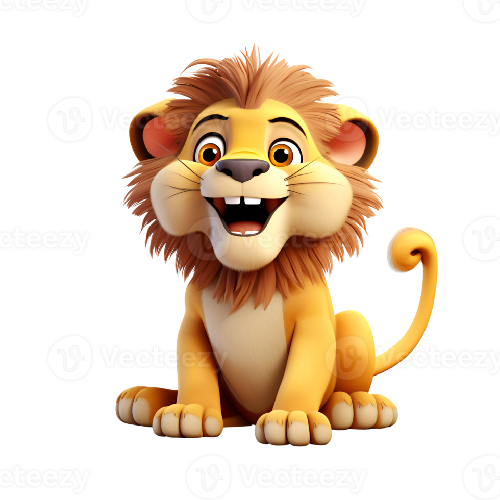 AI generated Artistic 3D Cartoon Lion Drawing Painting Illustration No Background Perfect for Print on Demand Digital Art png