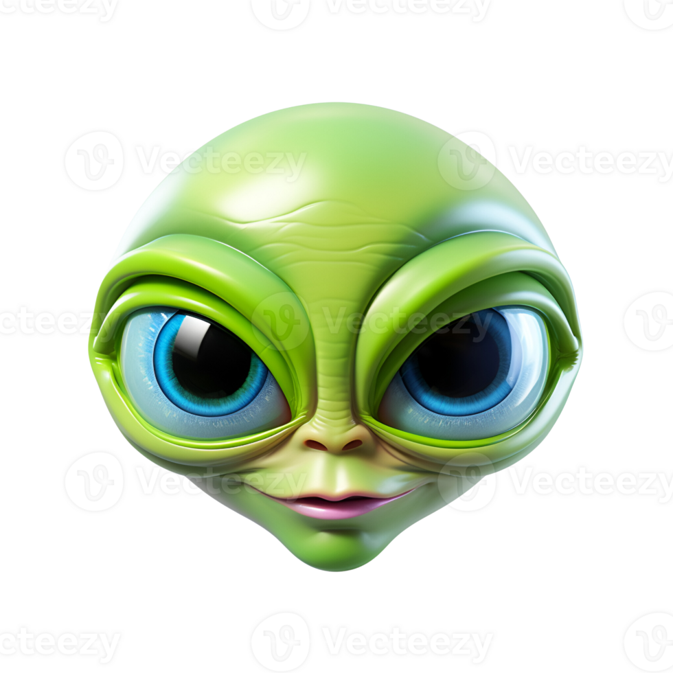 AI generated 3D Cartoon Alien Illustration Logo No Background Digital Artwork Perfect for Print on Demand Merchandise png
