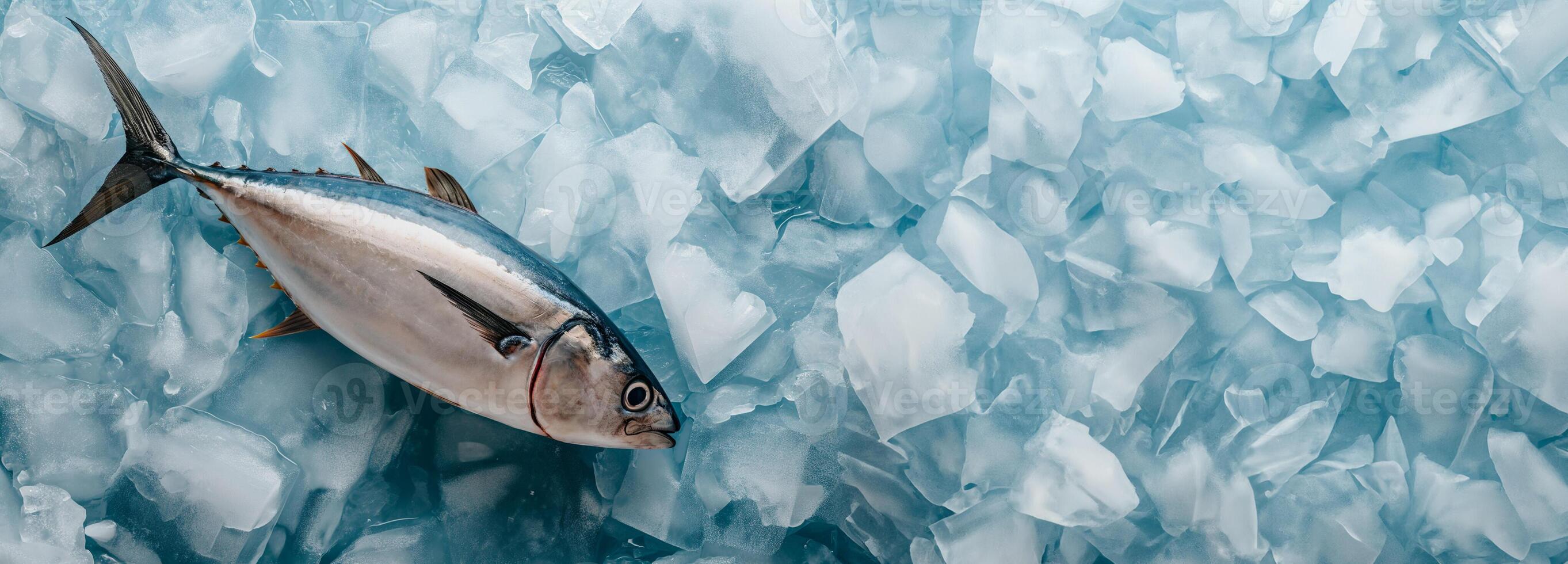 AI generated Fresh Tuna Chilled on Icy Display photo