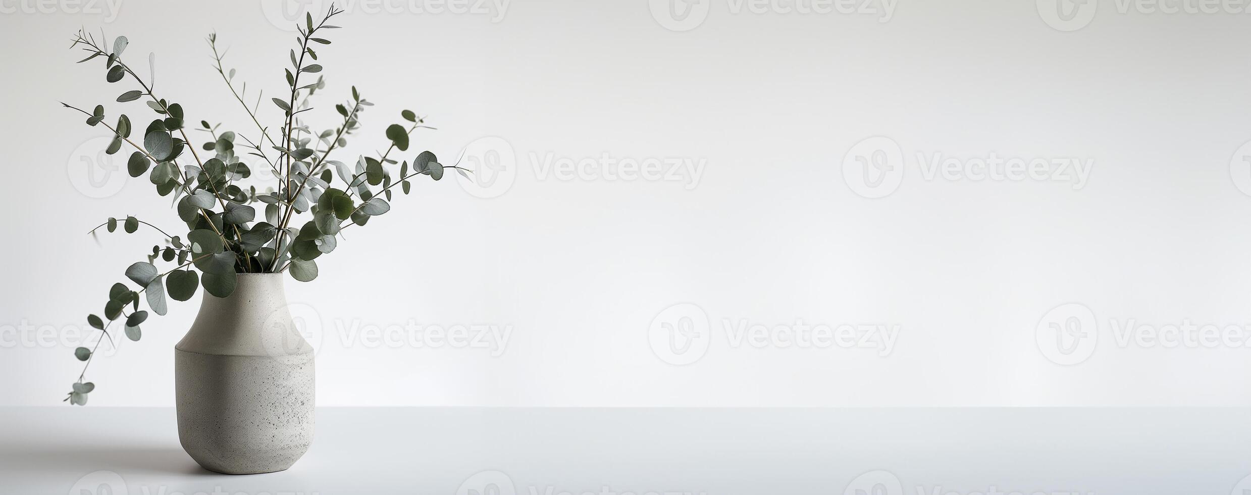 AI generated Serene Vase with Eucalyptus on White photo