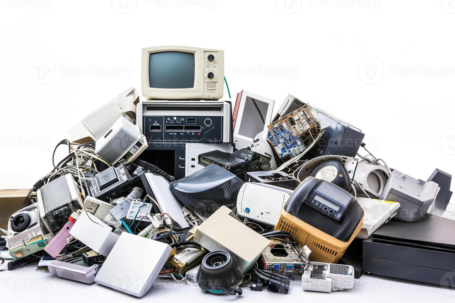 AI generated Electronic Waste Heap, Recycling Awareness photo
