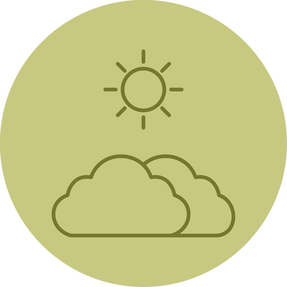 Clouds And Sun Line Circle Multicolor Icon vector