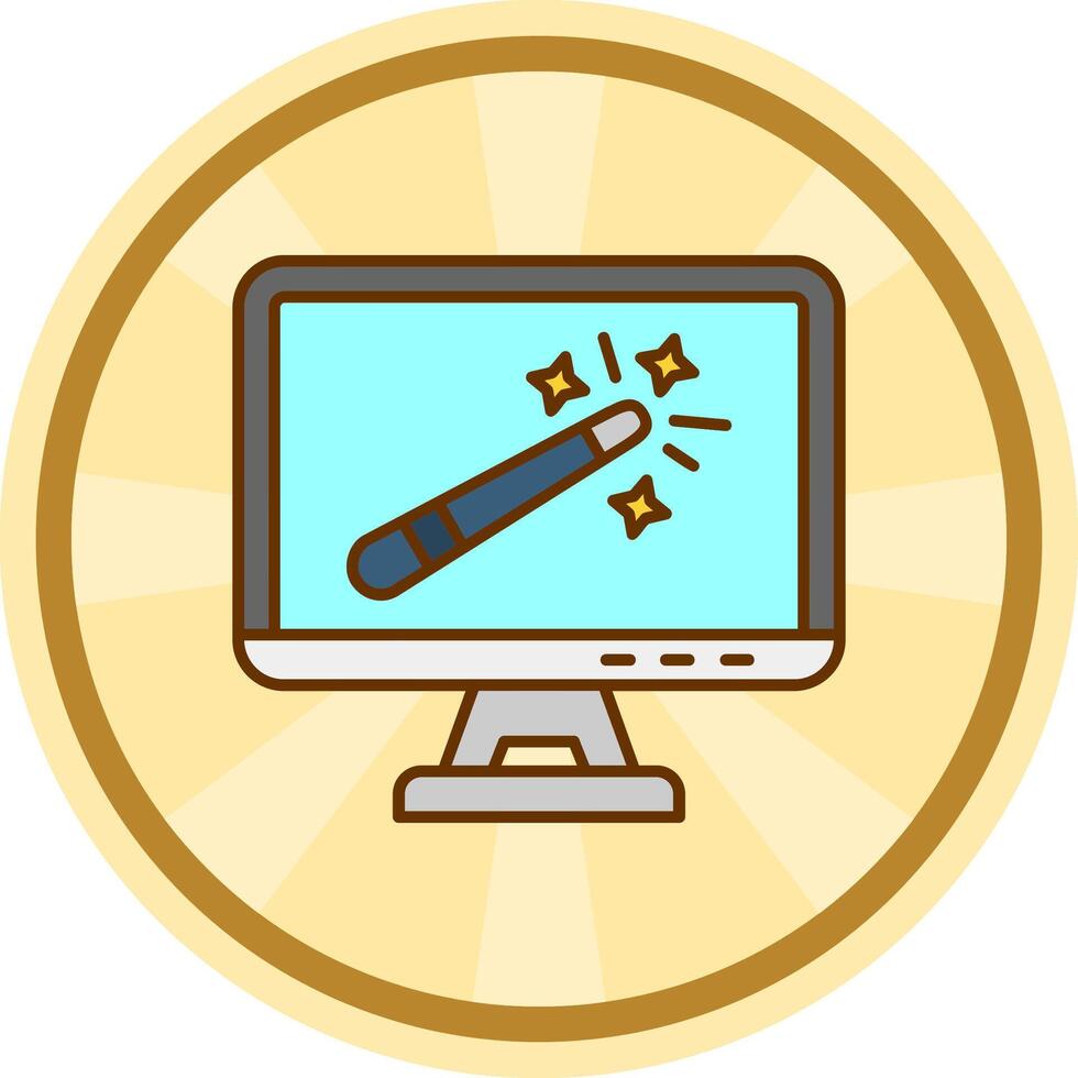 Magic wand Comic circle Icon vector