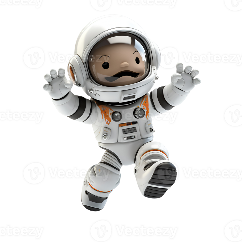 AI generated 3D Cartoon Style Spaceman Logo Illustration No Background Perfect for Print on Demand png