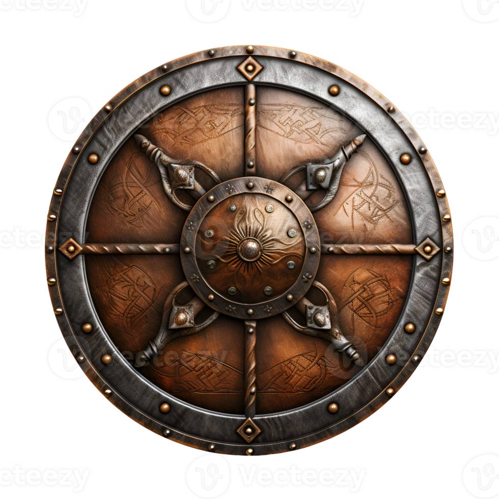 AI generated Medieval War Shield Ancient Shield Viking Warrior Shield European Shield No Background png