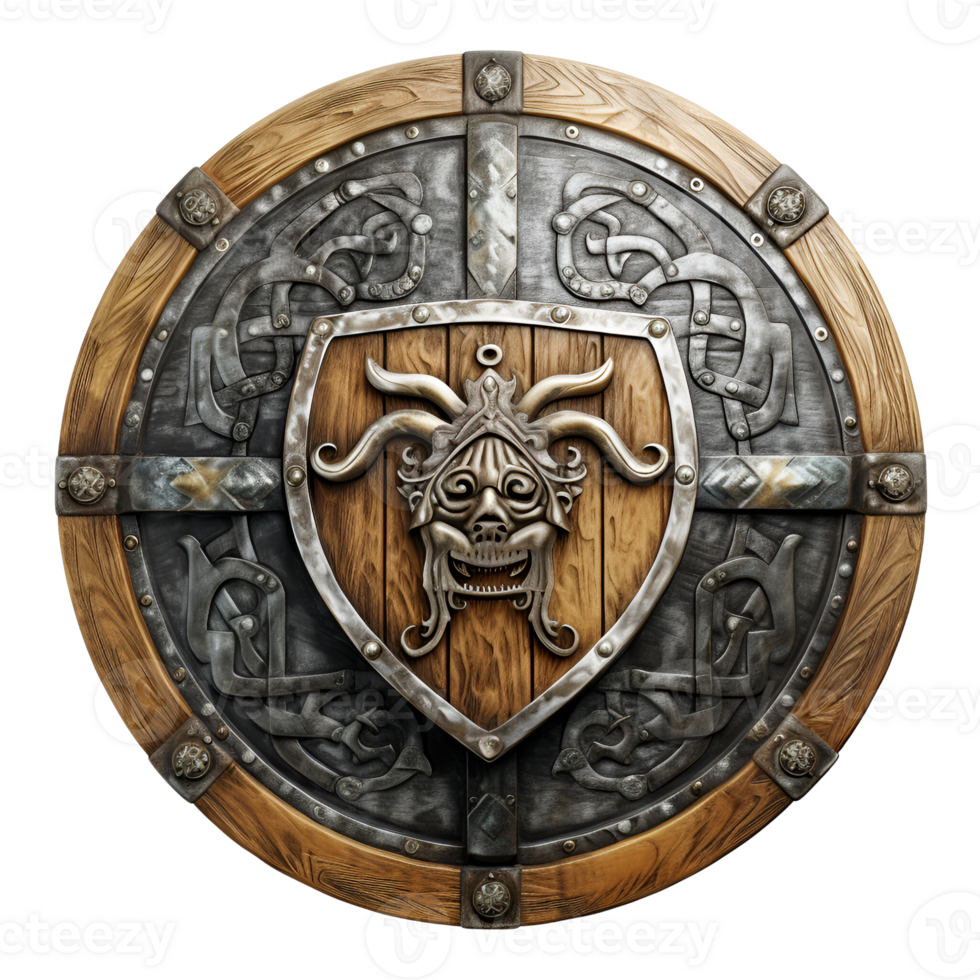 AI generated Medieval War Shield Ancient Shield Viking Warrior Shield European Shield No Background png