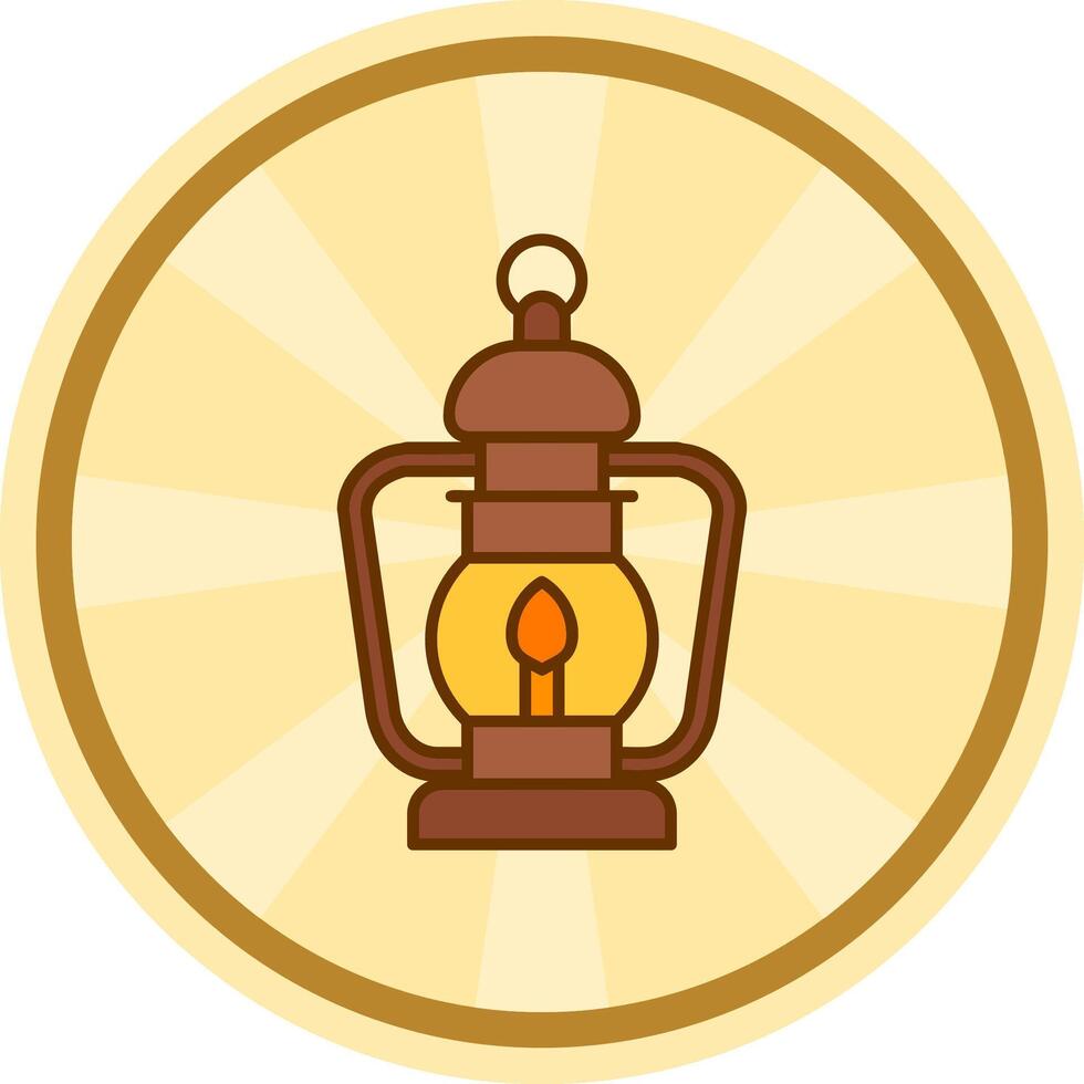 Oil lamp Comic circle Icon vector