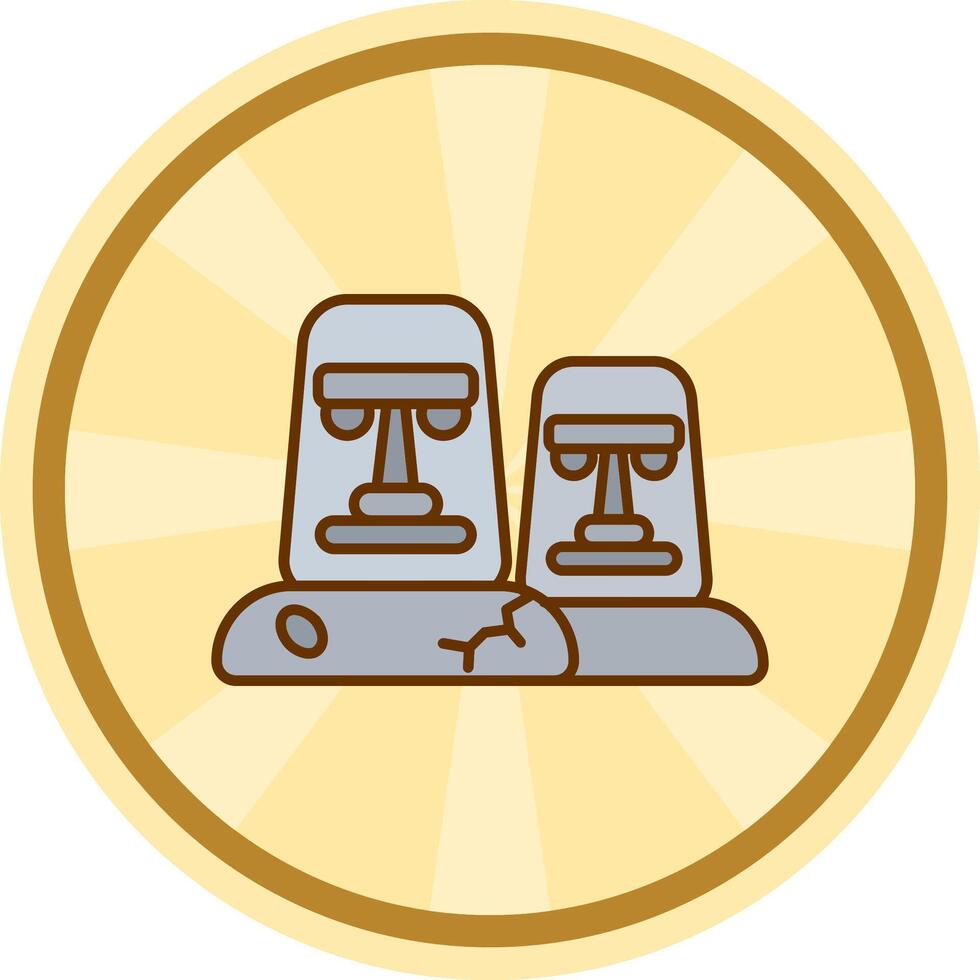 moai cómic circulo icono vector