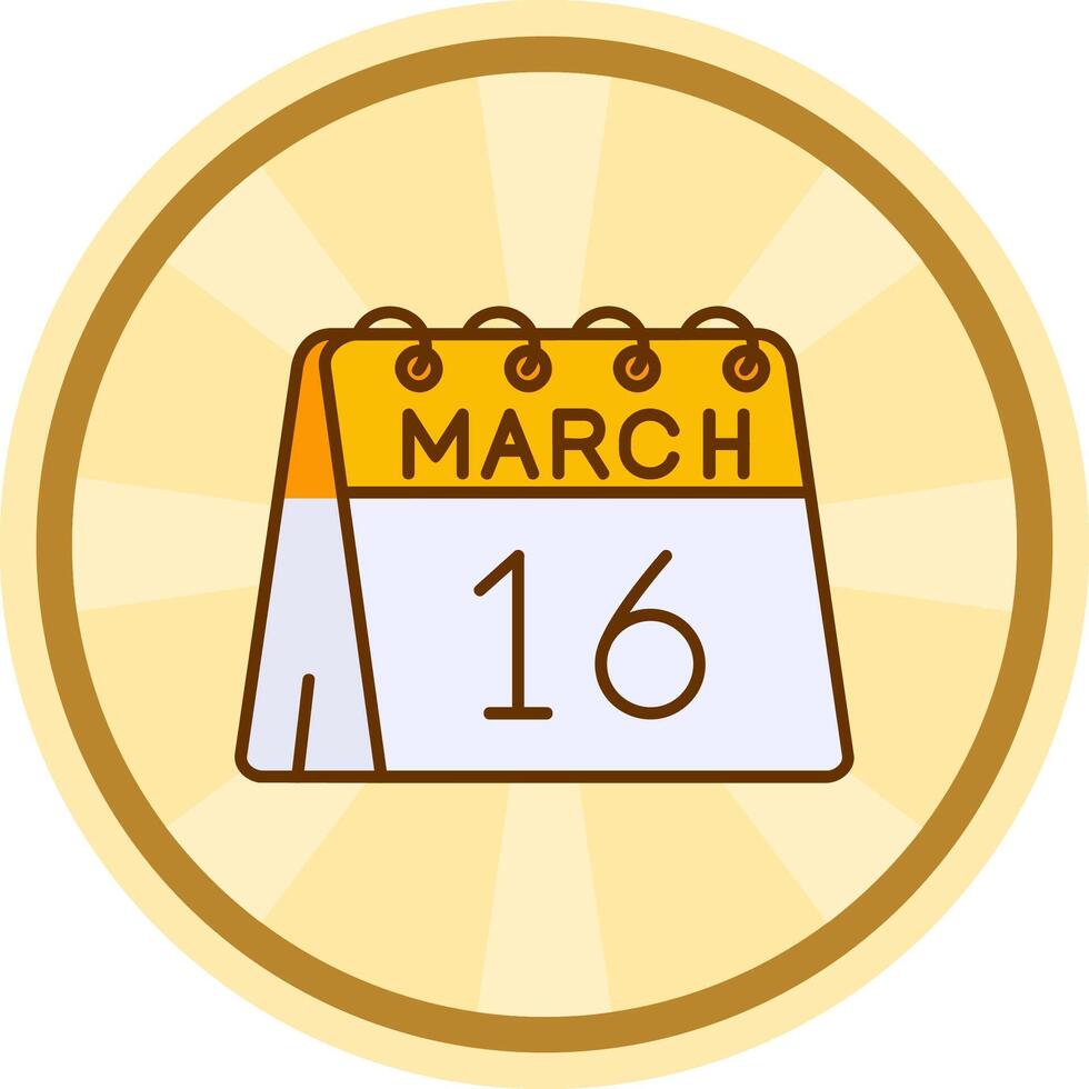 16 de marzo cómic circulo icono vector