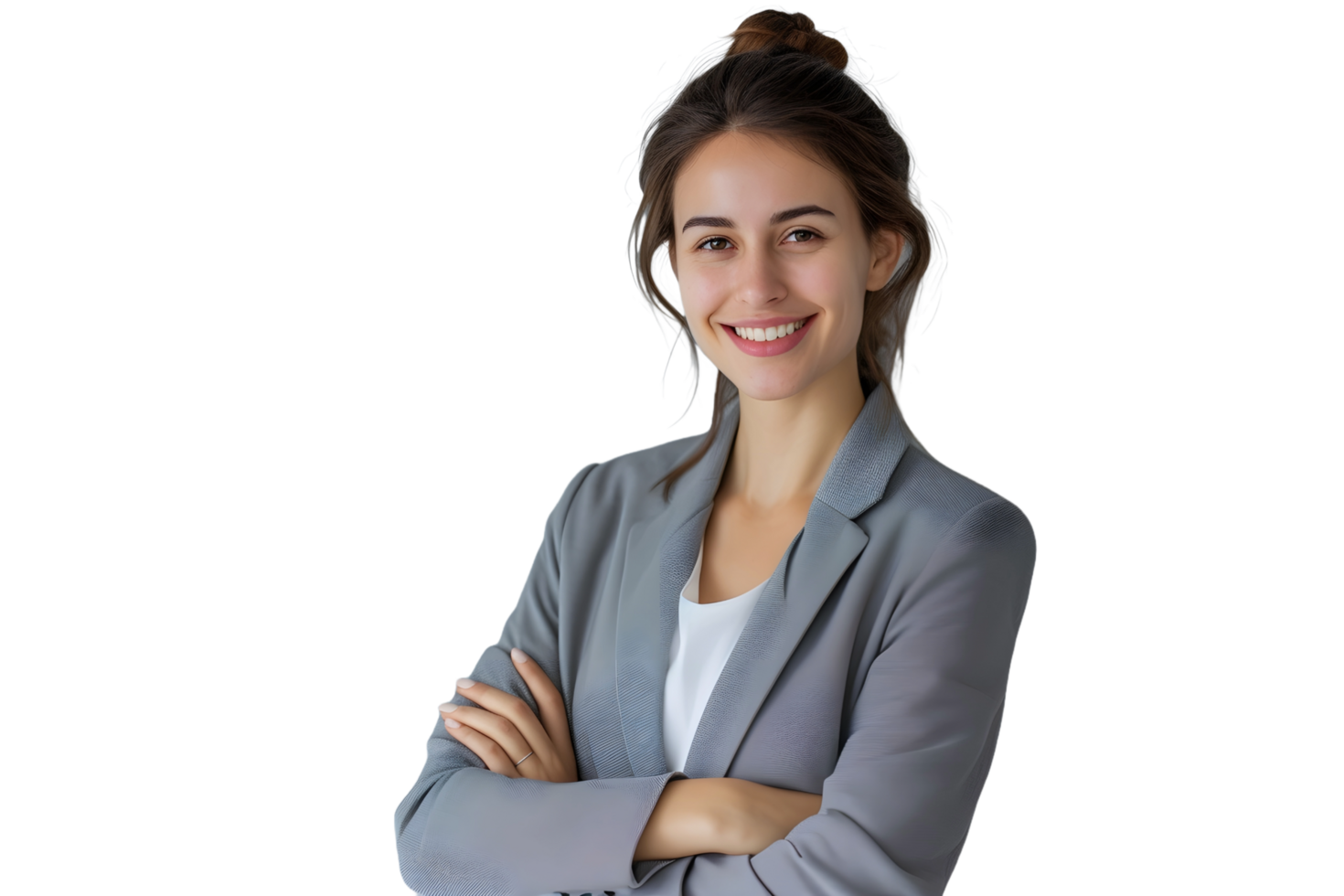 AI generated a business woman smiling with her arms crossed png