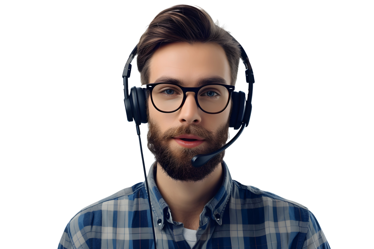 AI generated a man with headphones on his head png