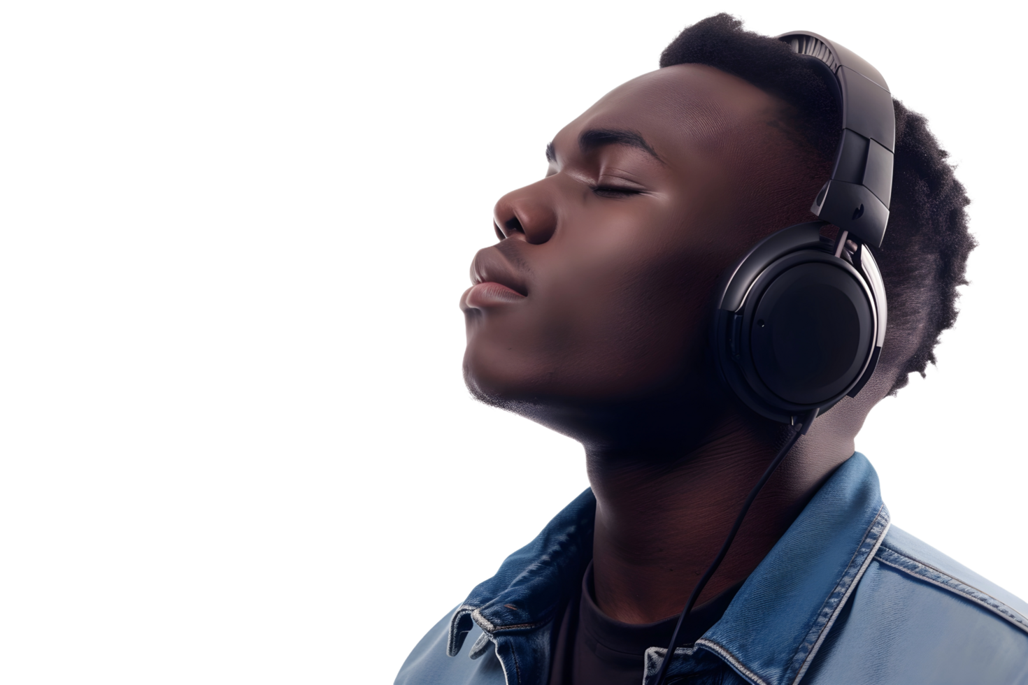 AI generated an image of a black  african young man with headphones png