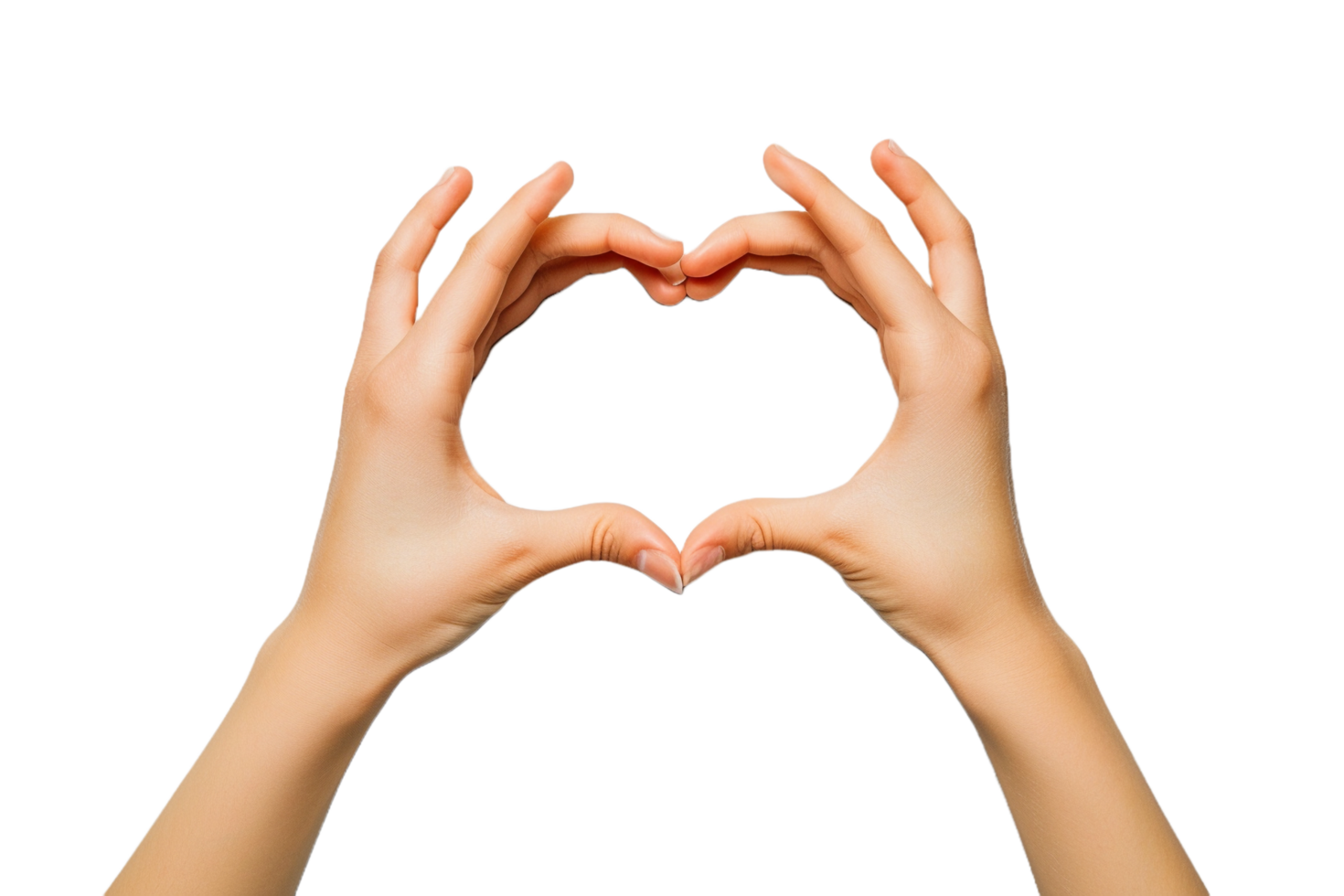 AI generated hands making heart shape on transparent background png