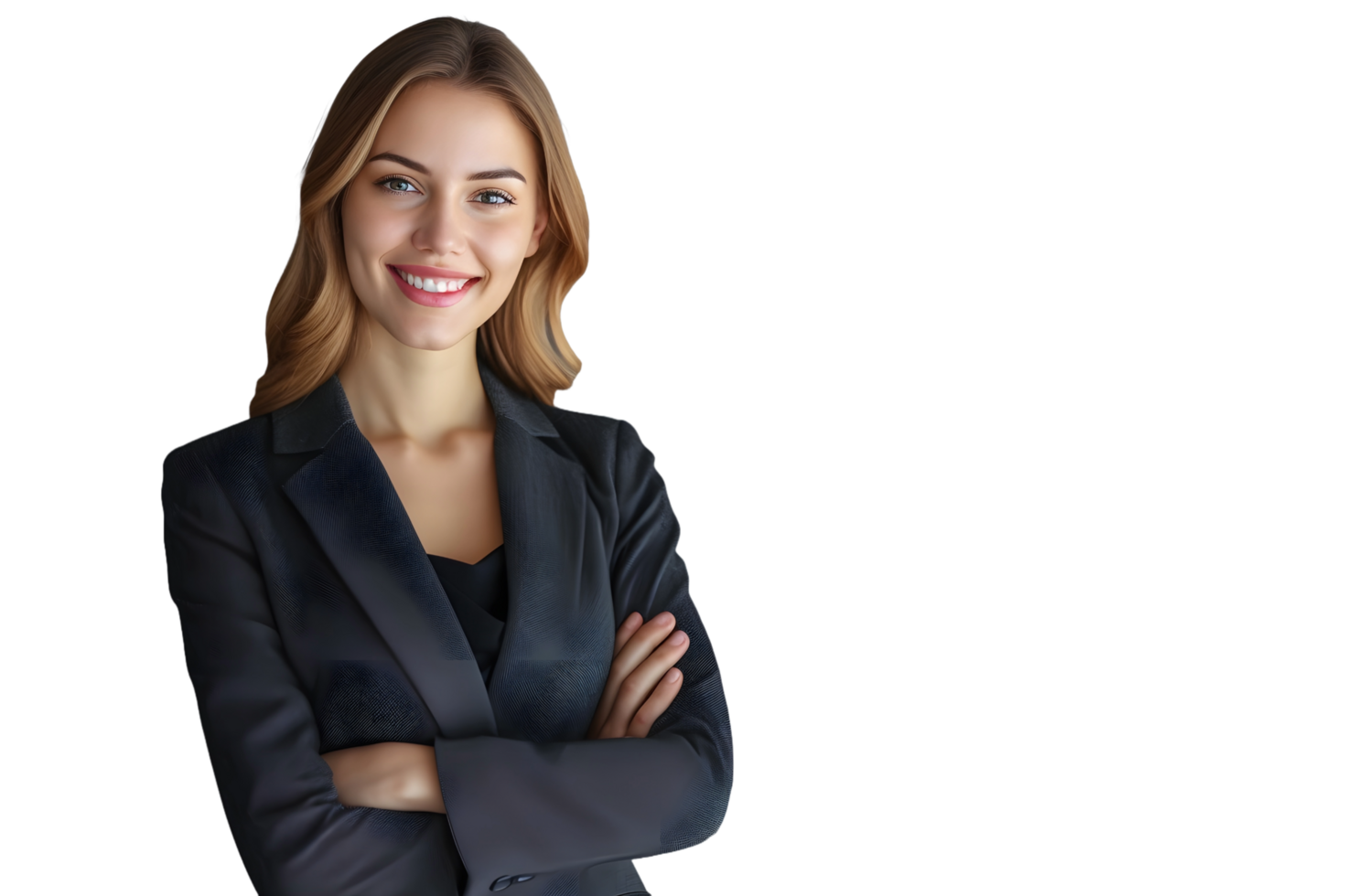 AI generated a business woman smiling with her arms crossed png