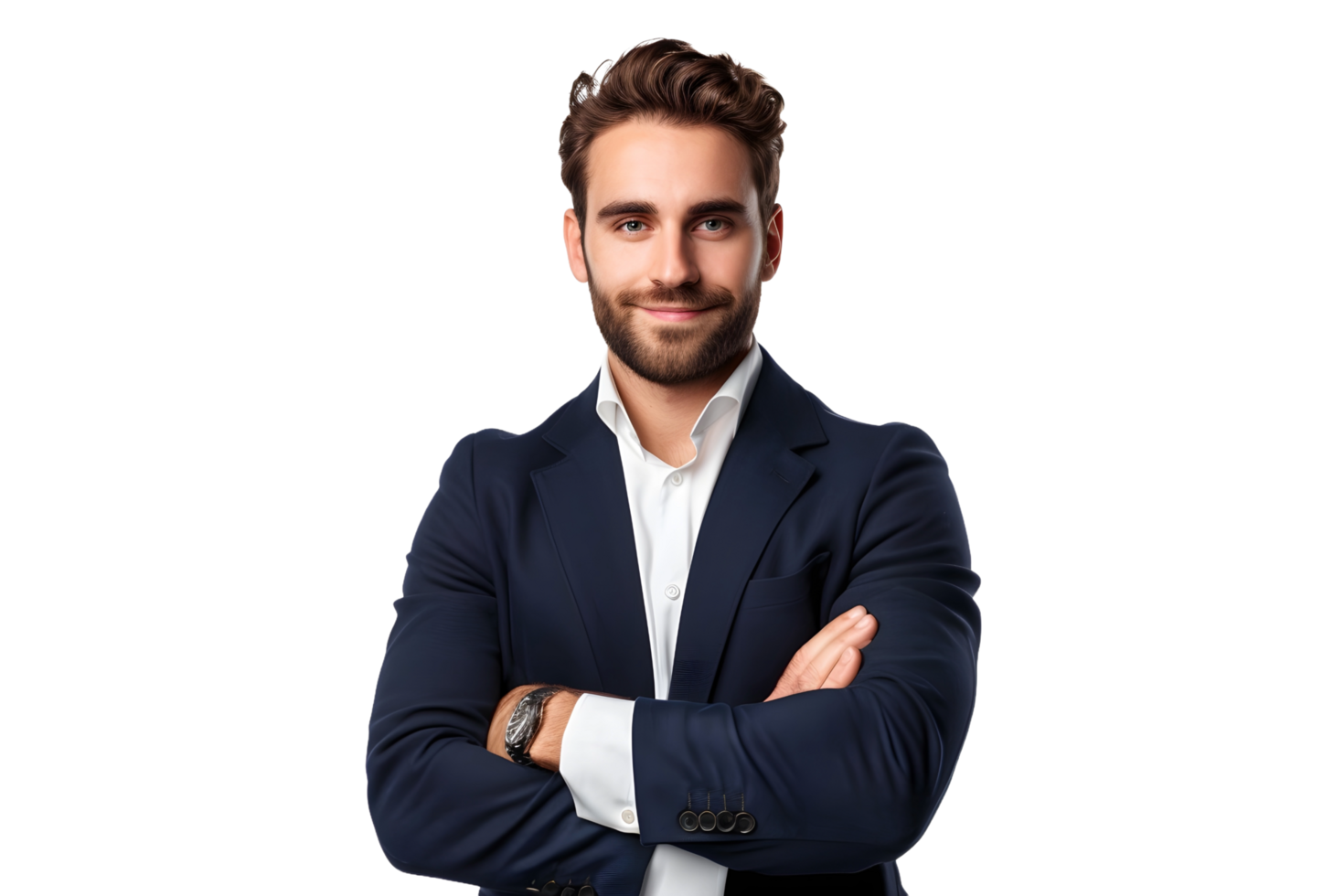 AI generated a man in a suit standing with his arms crossed png
