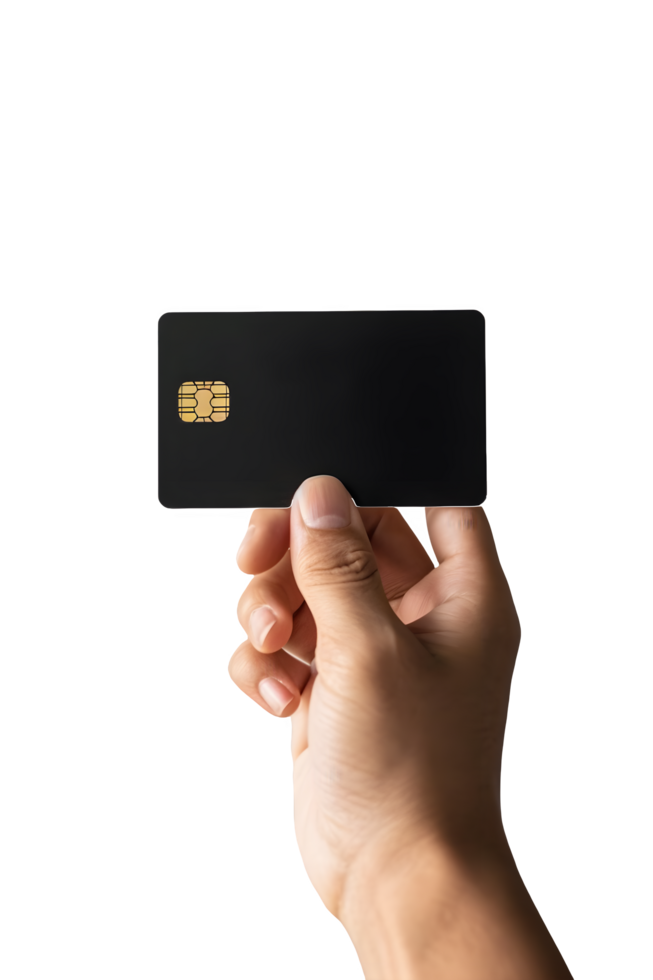 AI generated hand holding a credit card on a transparent background png