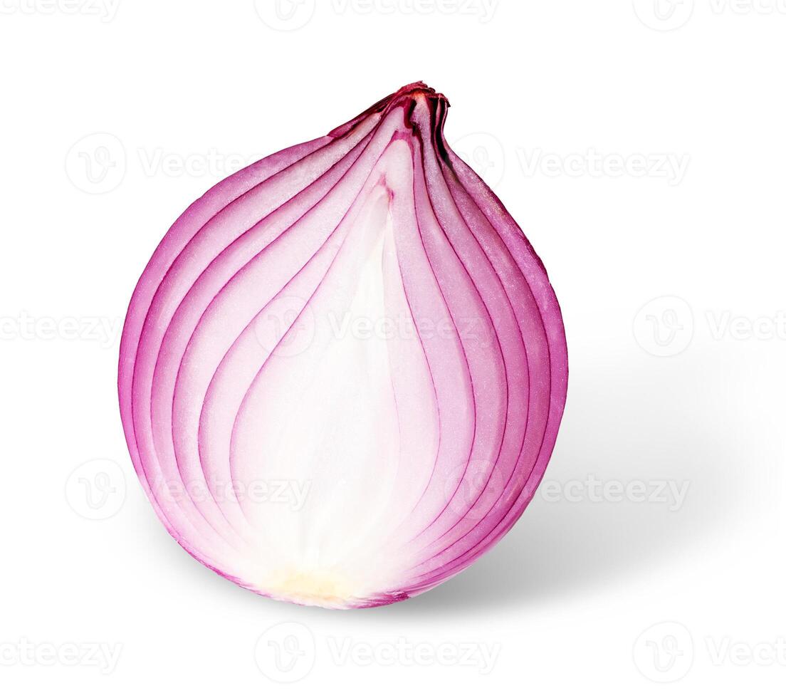 A red onion, sliced in half, i photo