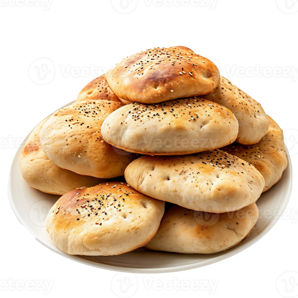 AI generated Very delicious Arabic bread on a plate with a transparent background png