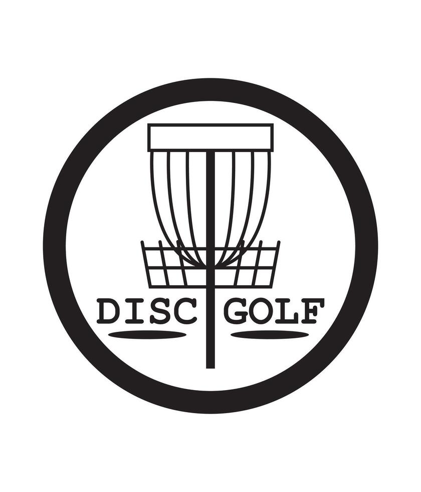 disc golf logo with basket and disc in the center vector