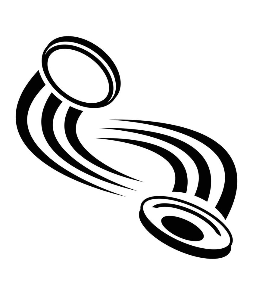 a black and white logo of a spinning disc vector