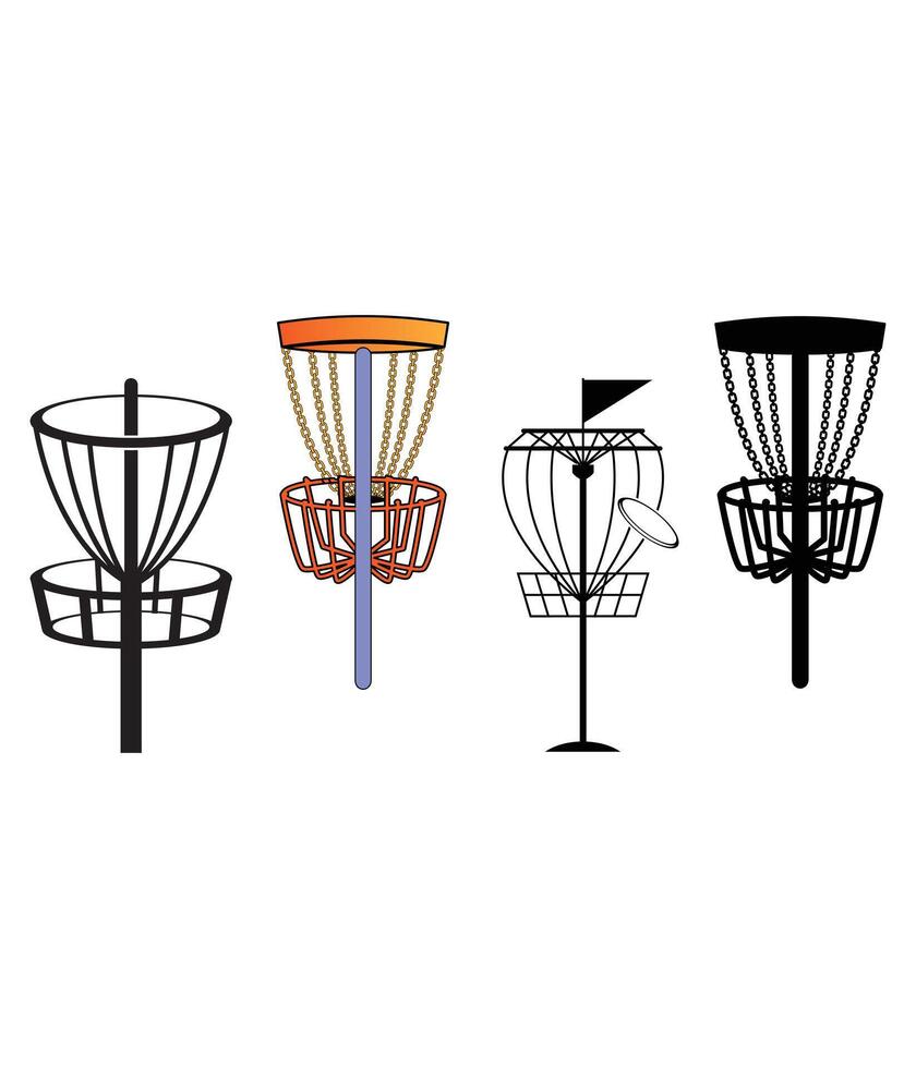 disc golf basket set vector