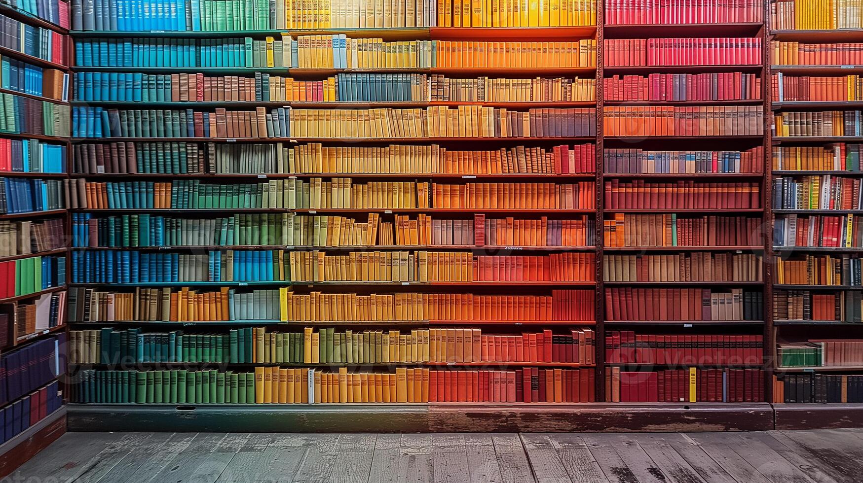AI generated Rainbow Library, Organization Meets Colorful Knowledge photo