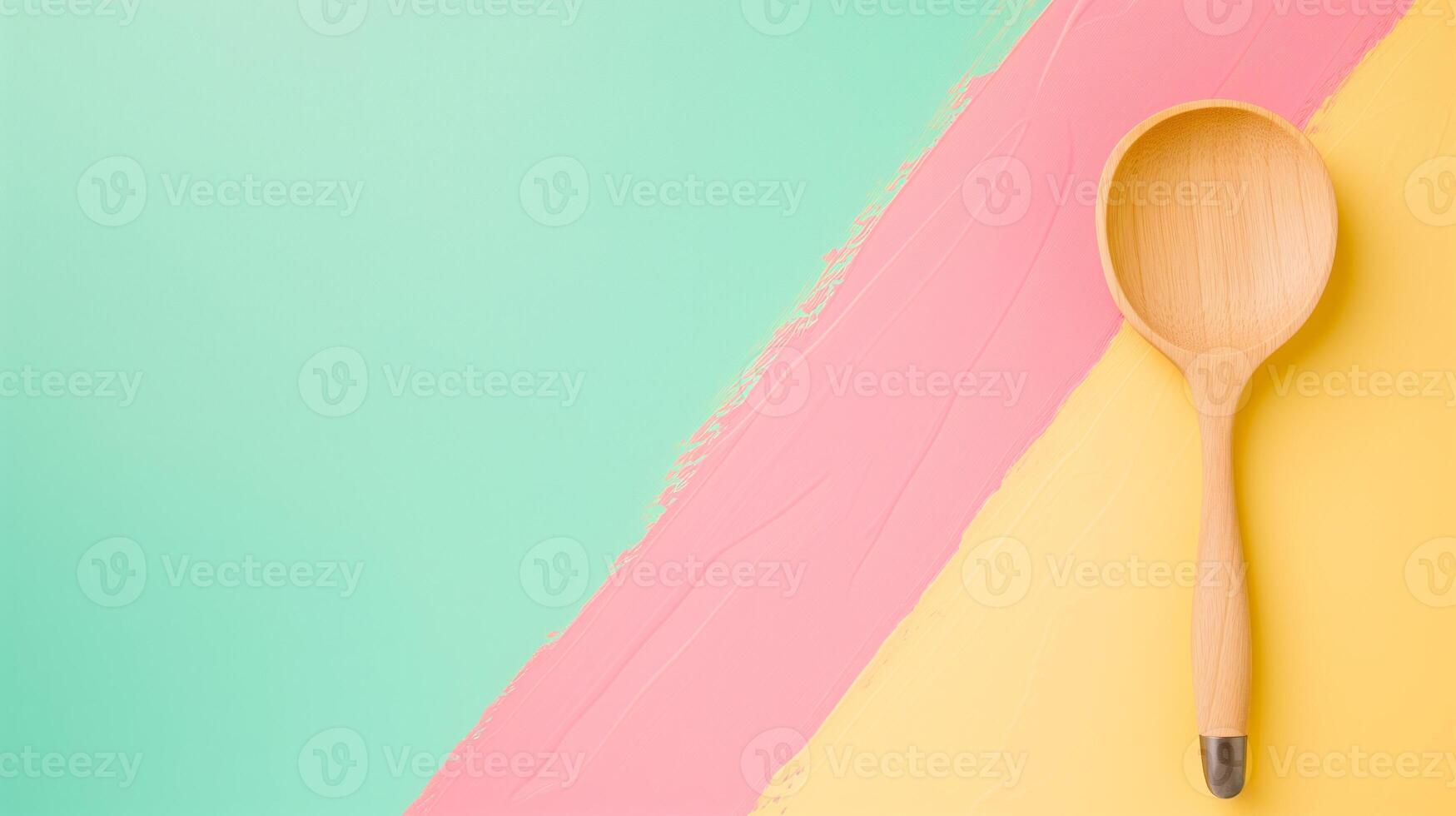 AI generated Creative Cooking, Wooden Spoon on Pastel photo