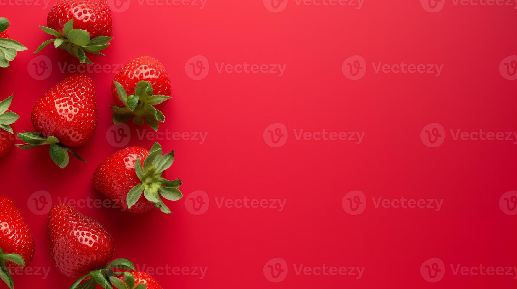 AI generated Strawberries on Red, Health  Love photo
