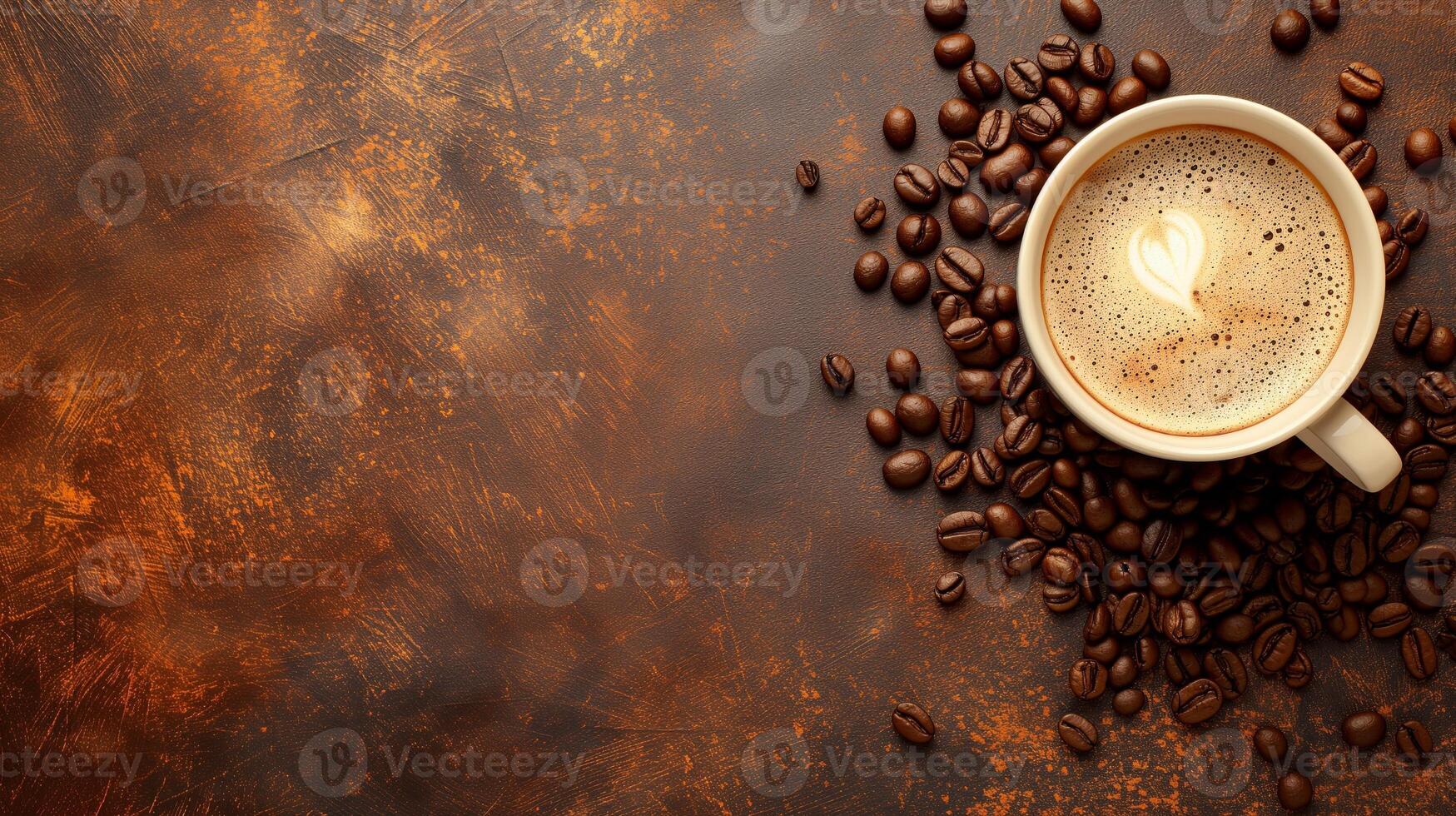 AI generated Artful Cappuccino Love on Textured Brown photo