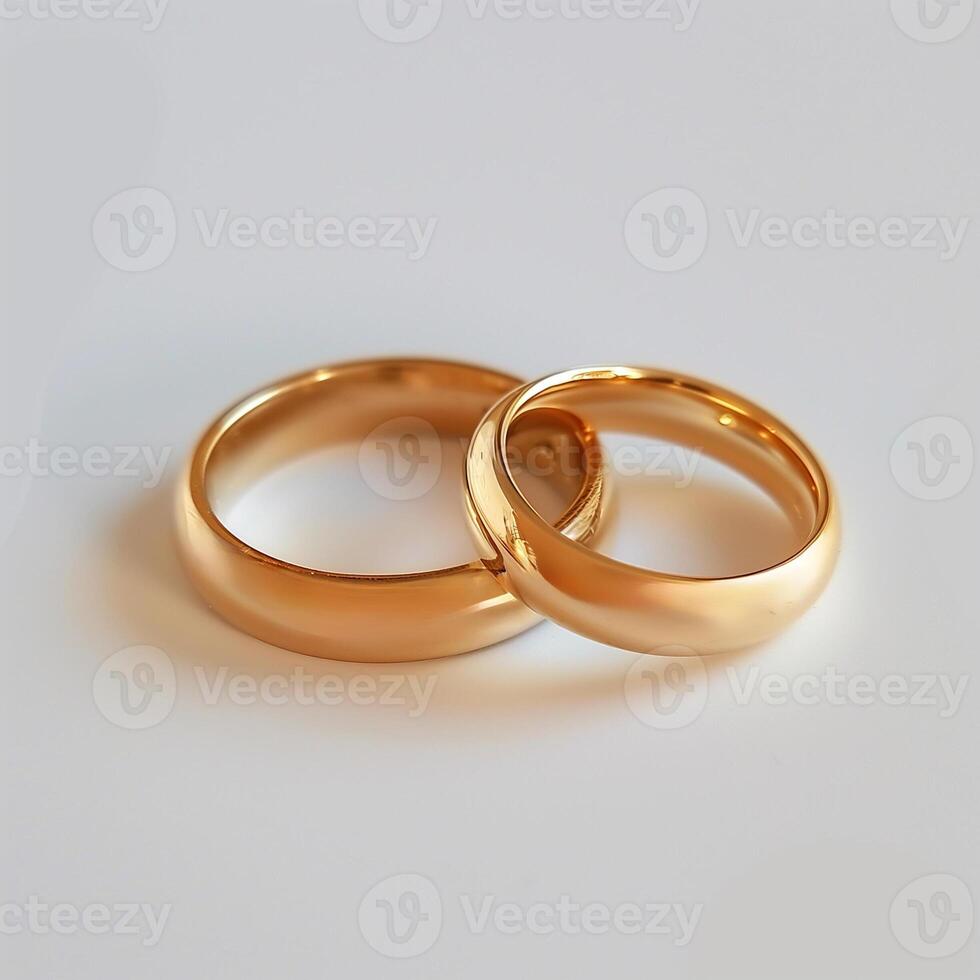 AI generated Intertwined Gold Wedding Bands on White photo