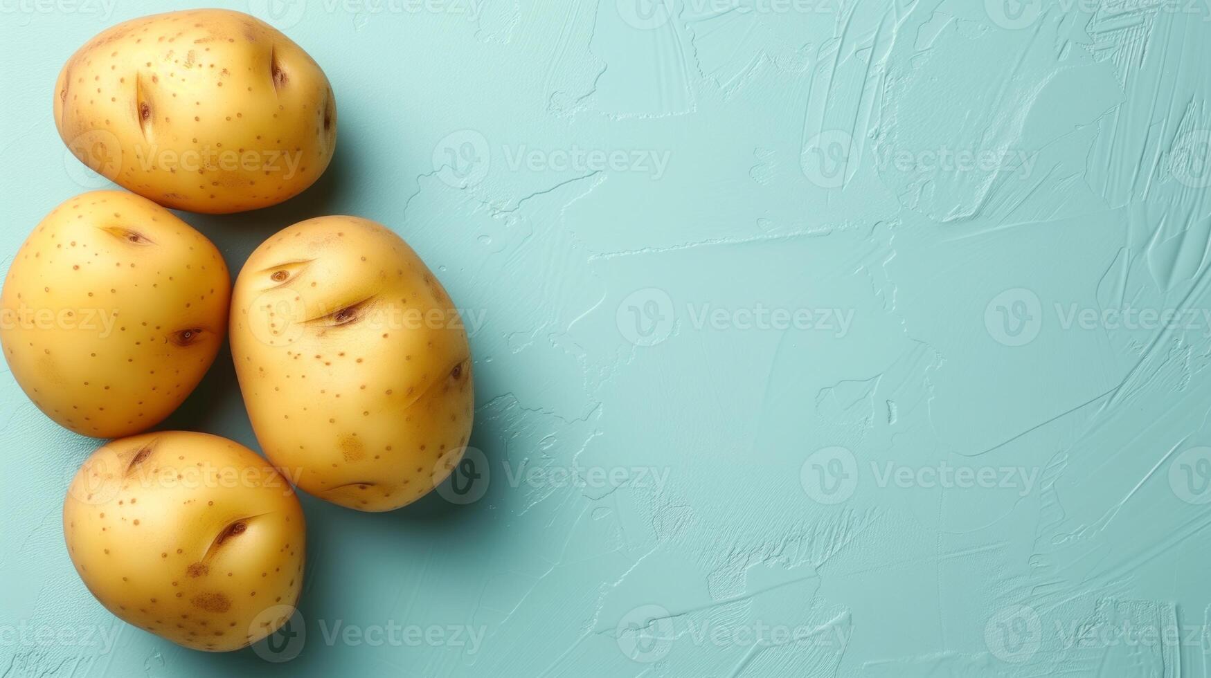 AI generated Whole Potatoes on Turquoise Texture photo