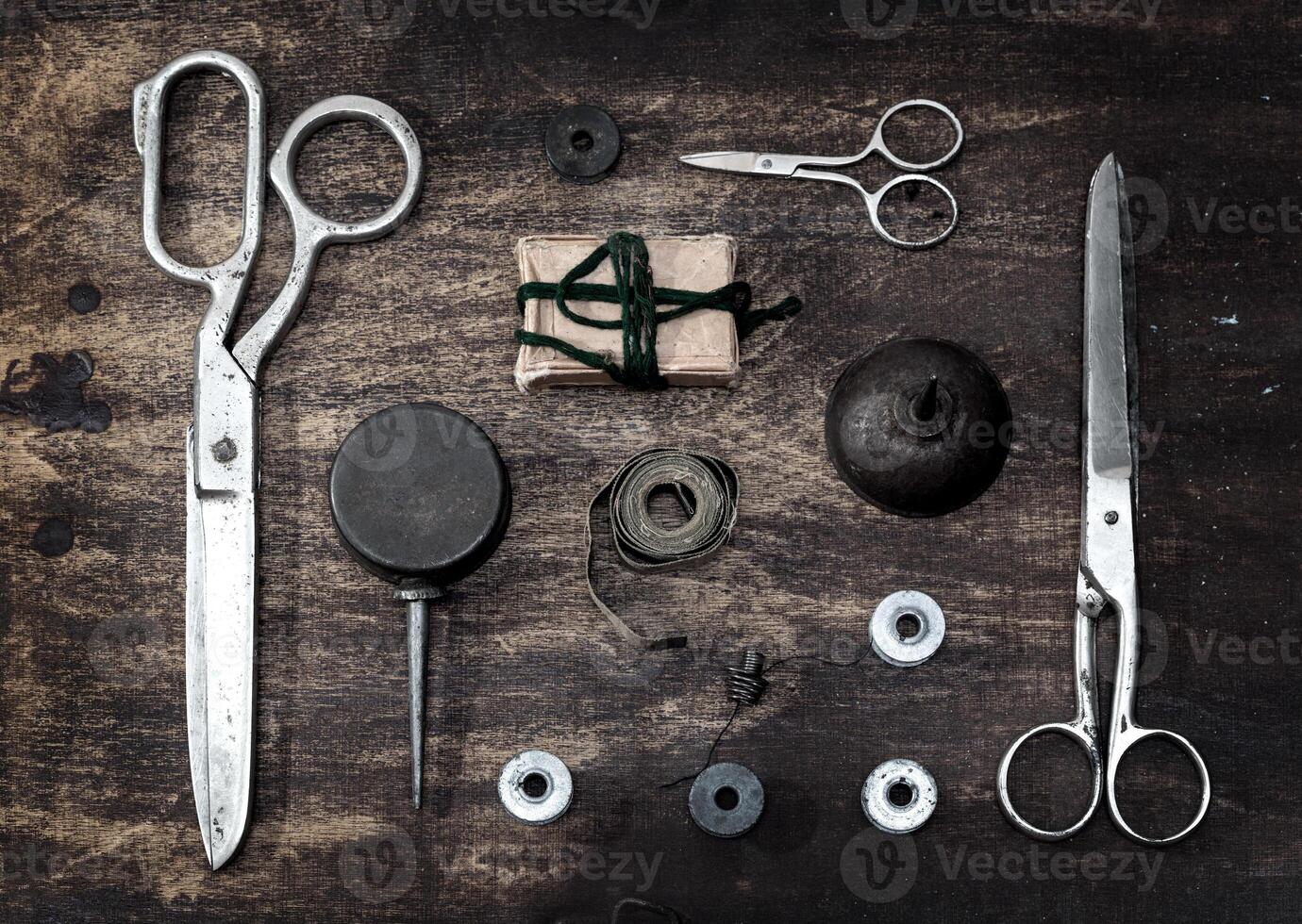 accessories on wooden table photo