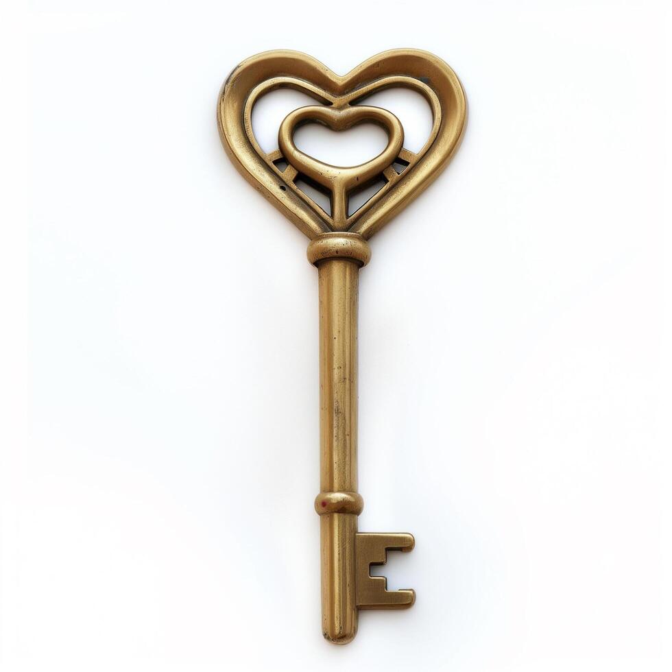 AI generated Romantic Heart Shaped Key Symbolizing Love photo