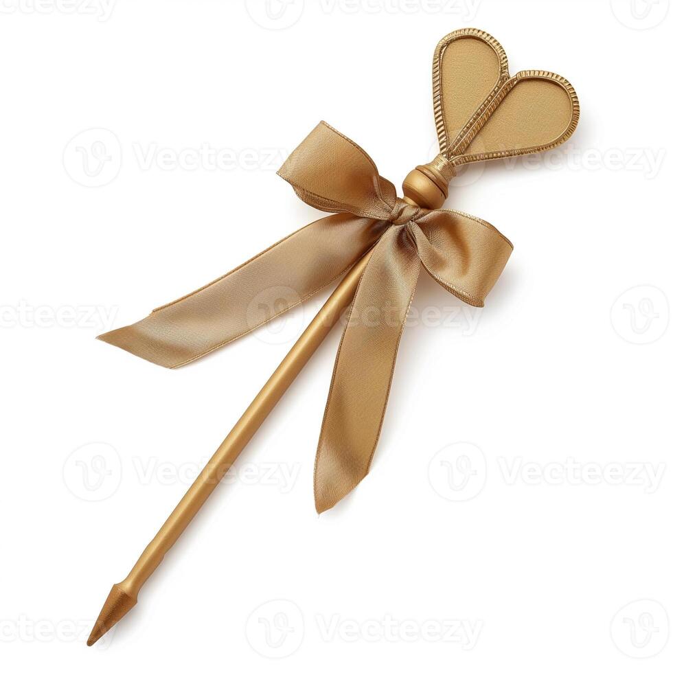 AI generated Fairy Tale Golden Wand with Heart photo