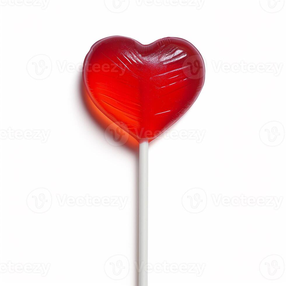 AI generated Red Heart Lollipop, Symbol of Love photo