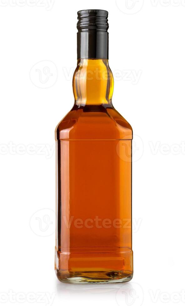 whiskey bottle on white photo