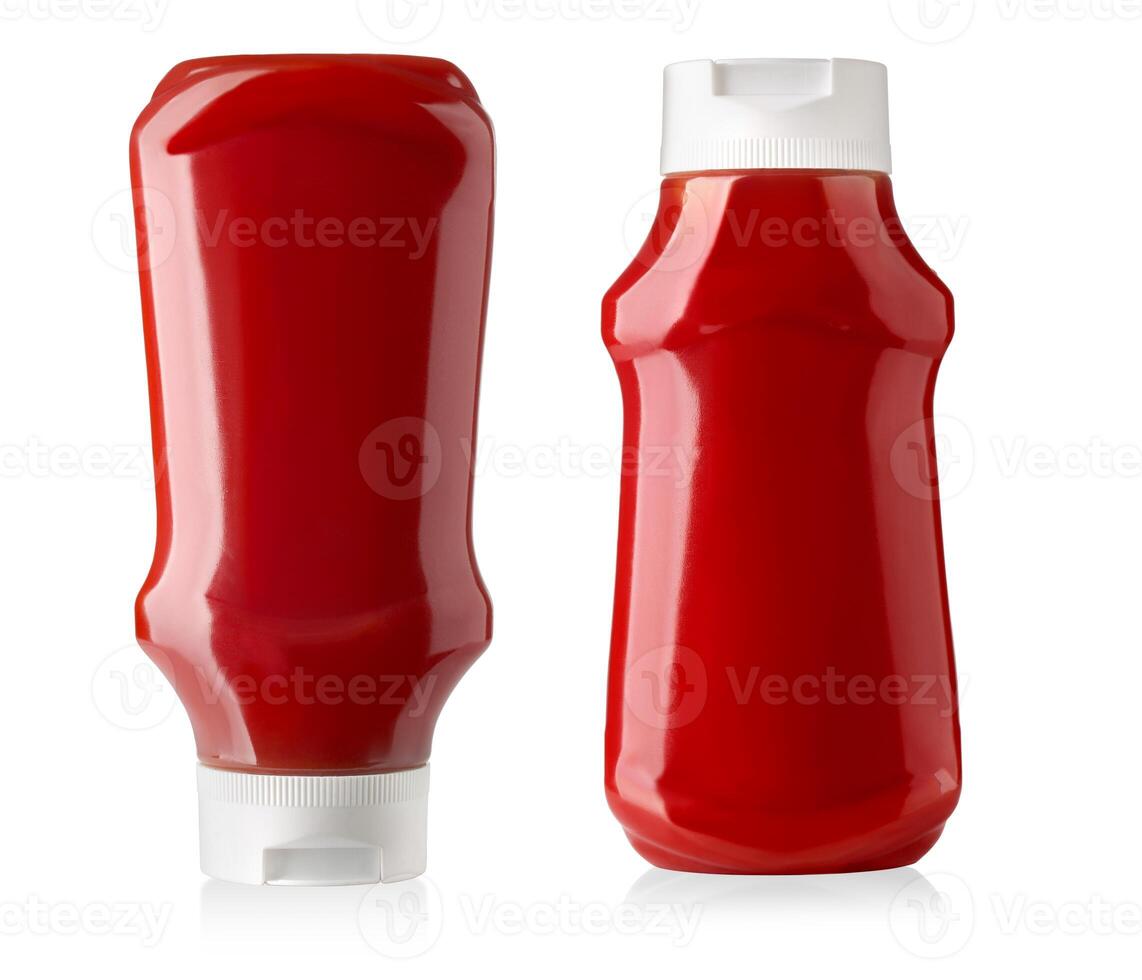 botella de salsa de tomate aislado foto