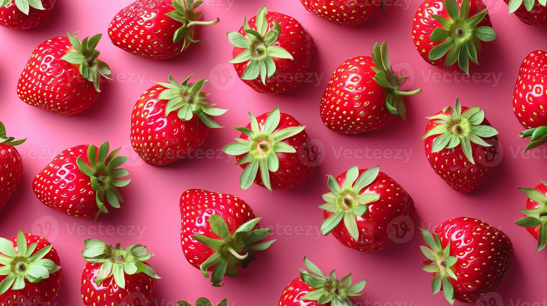 AI generated Strawberries on Pink, Summer Freshness Theme photo