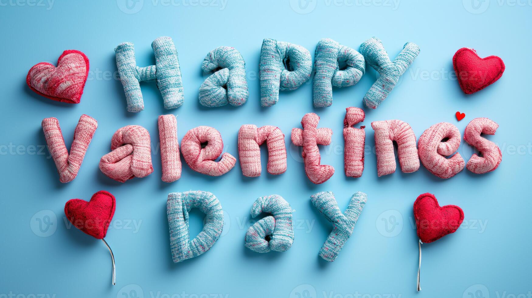 AI generated Valentines Day Message with Heart Decor photo