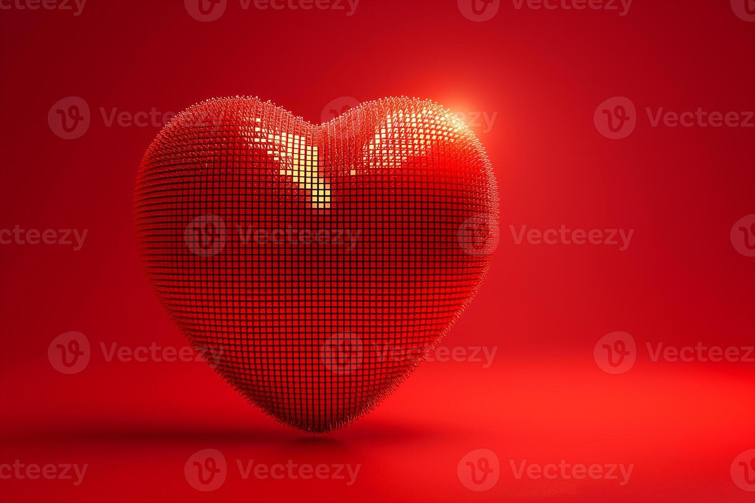 ai generado píxel amar, 3d rojo corazón animación foto