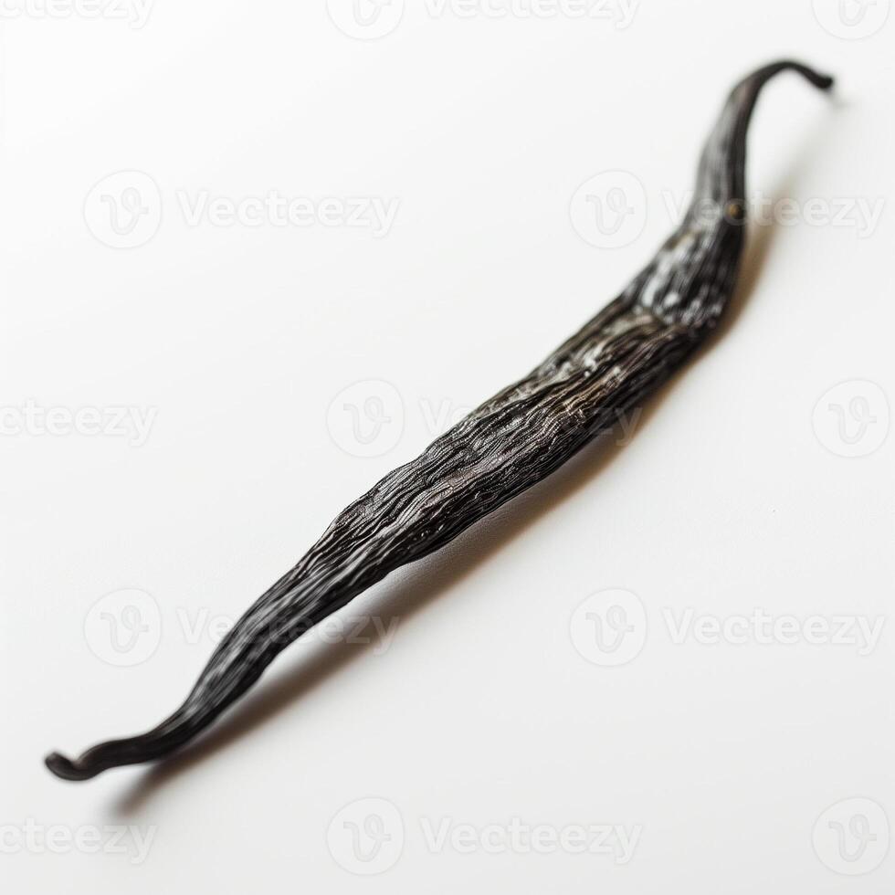 AI generated A whole vanilla bean pod isolated on a transparent background photo