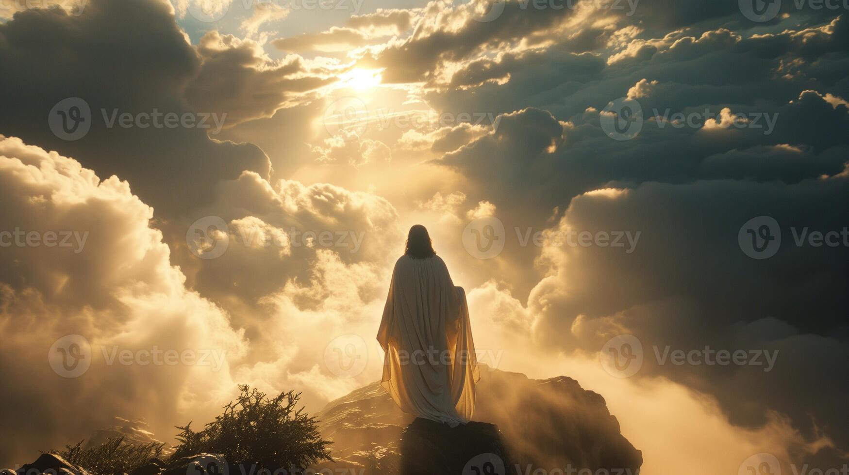 AI generated Serene Spiritual Awakening on Majestic Mountain photo
