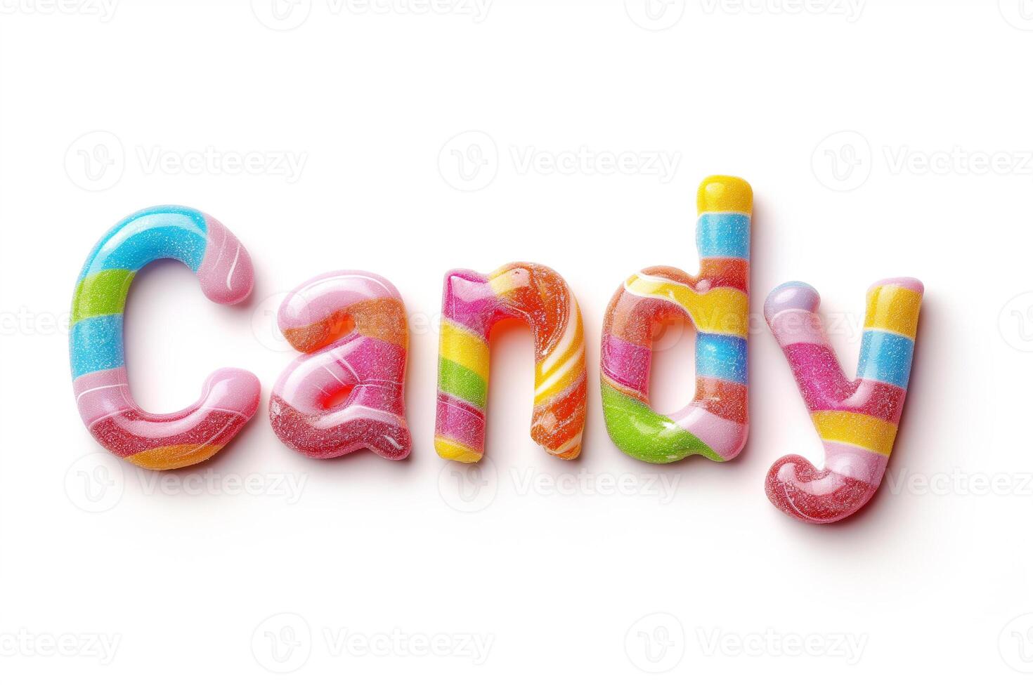 AI generated Colorful Candy Letters Spelling Candy photo