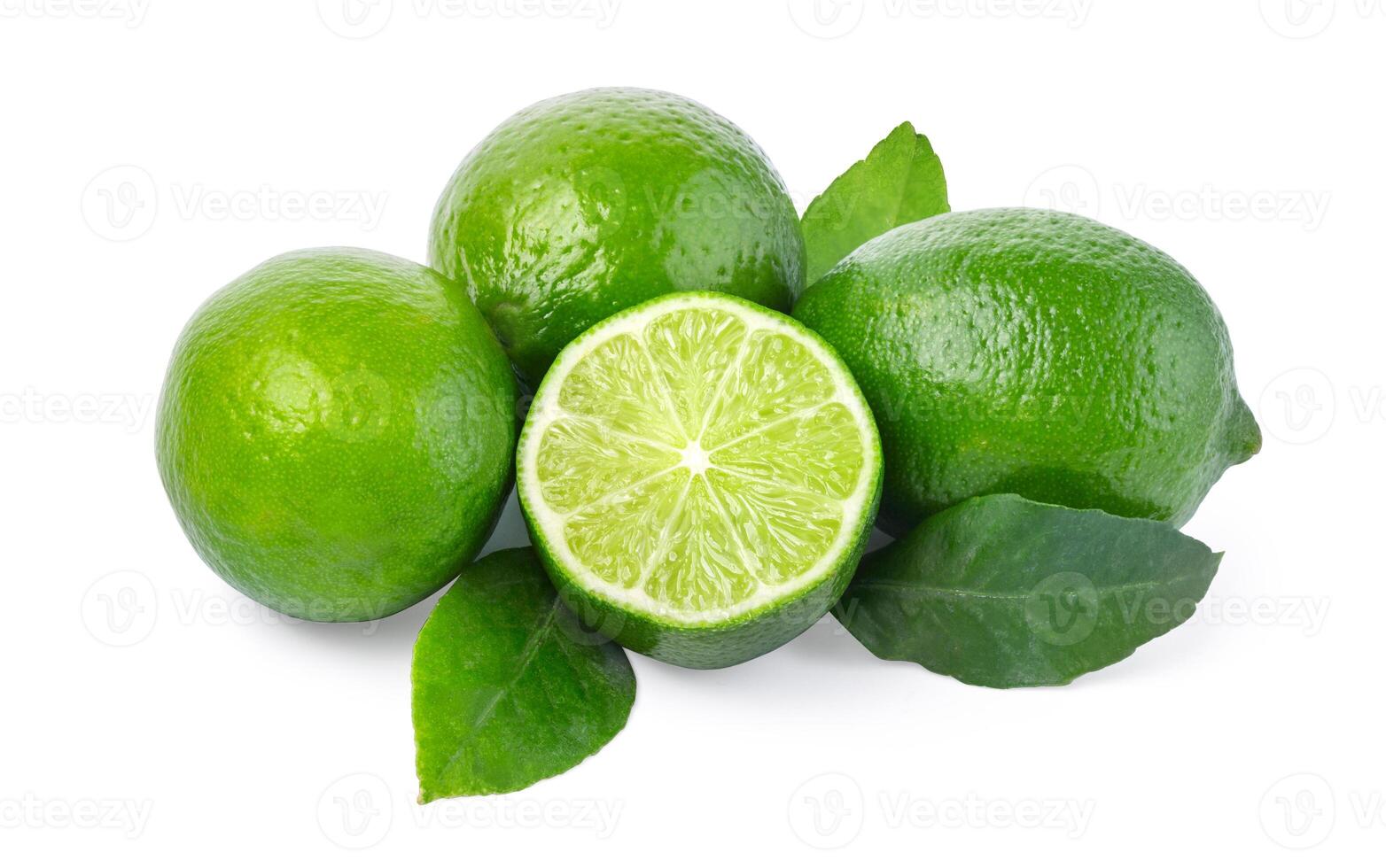 limes Isolated with leaf on white background photo