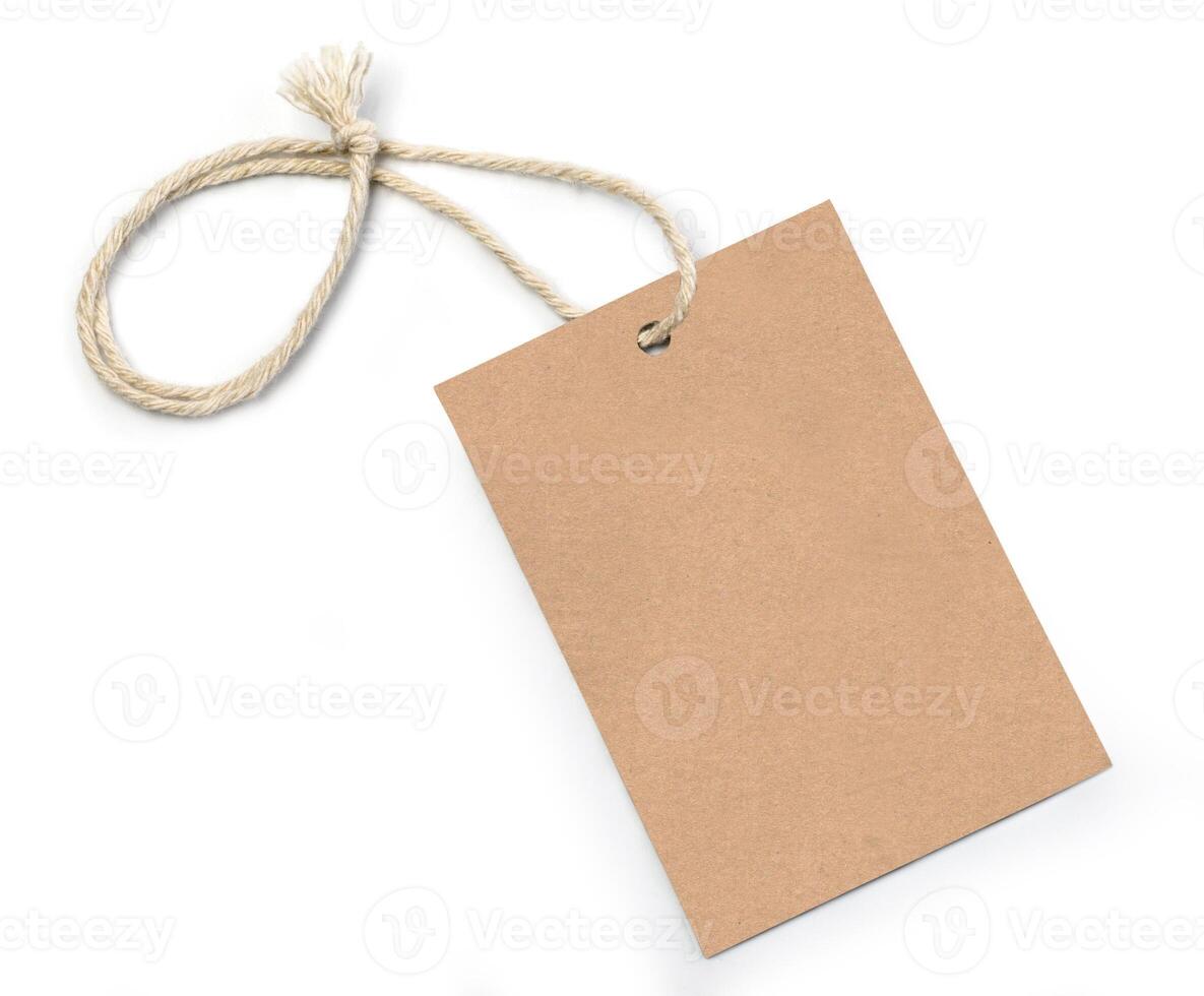 Blank tag tied with string photo