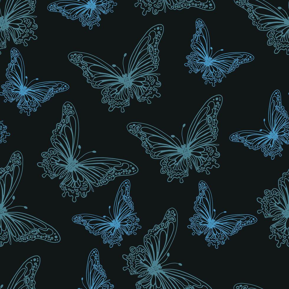Leaves, butterflies and flowers. Hand-drawn graphics in beige shades. Seamless patterns for fabric and packaging design. vector