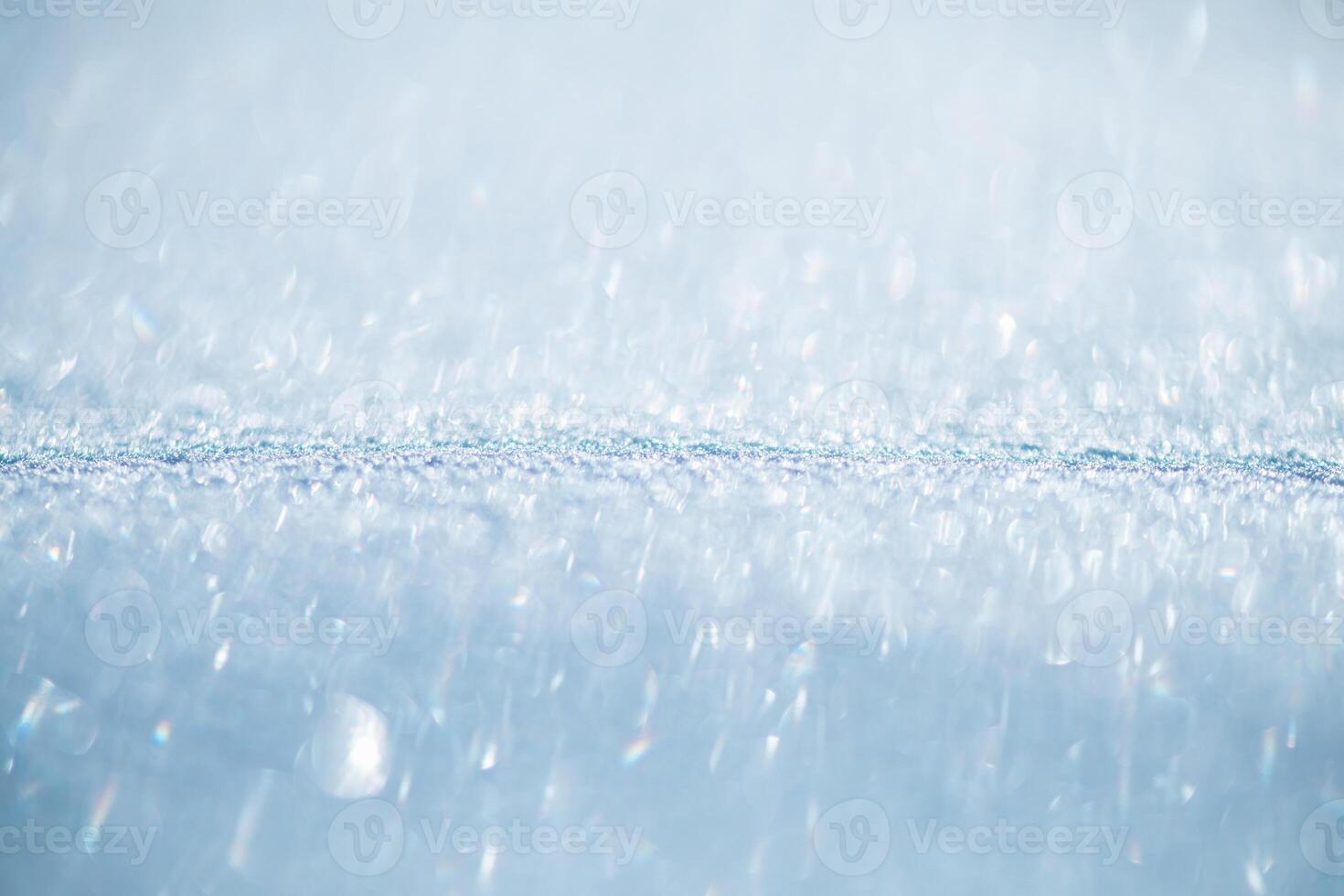 natural winter background, fresh fluffy snow, sun glare photo