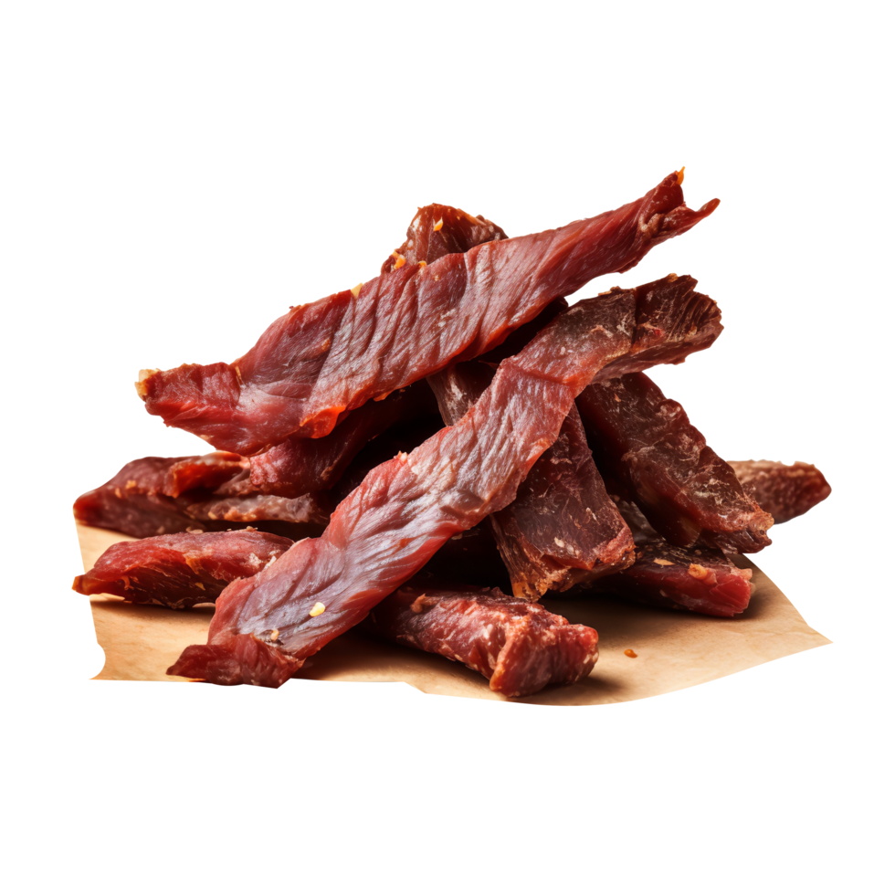 AI generated Fresh and delicious Beef Jerky isolated on transparent background png