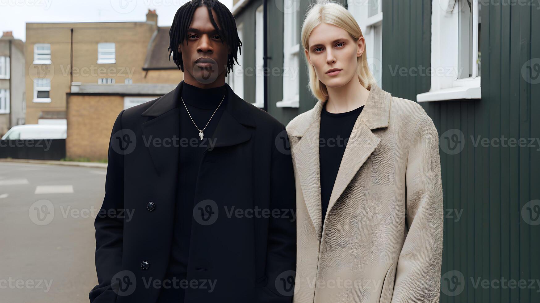 AI generated Portrait of two non-binary people. photo